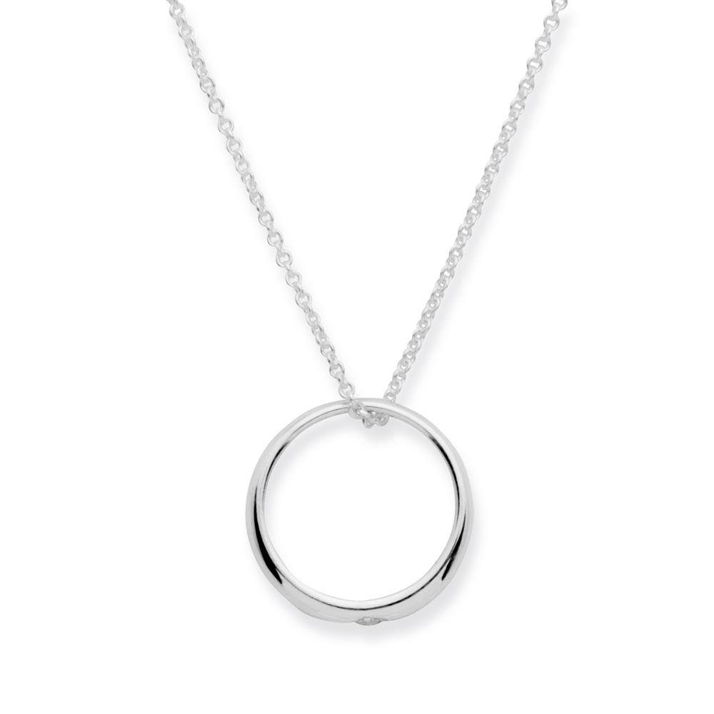 Unique Kettenanhänger Silberner Taufring schlicht mit Zirkonia KTR0048