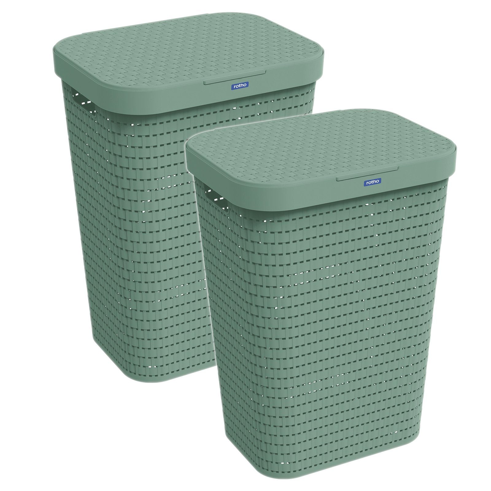 ROTHO Wäschekorb »Country 2er-Set Wäschesammler 55l mit Deckel, Kunststoff  (PP) BPA-frei« (Wäschesammlerset, 2er-Set), Löcher an den Seiten ermöglicht  Luftzirkulation innerhalb der Wäschebox