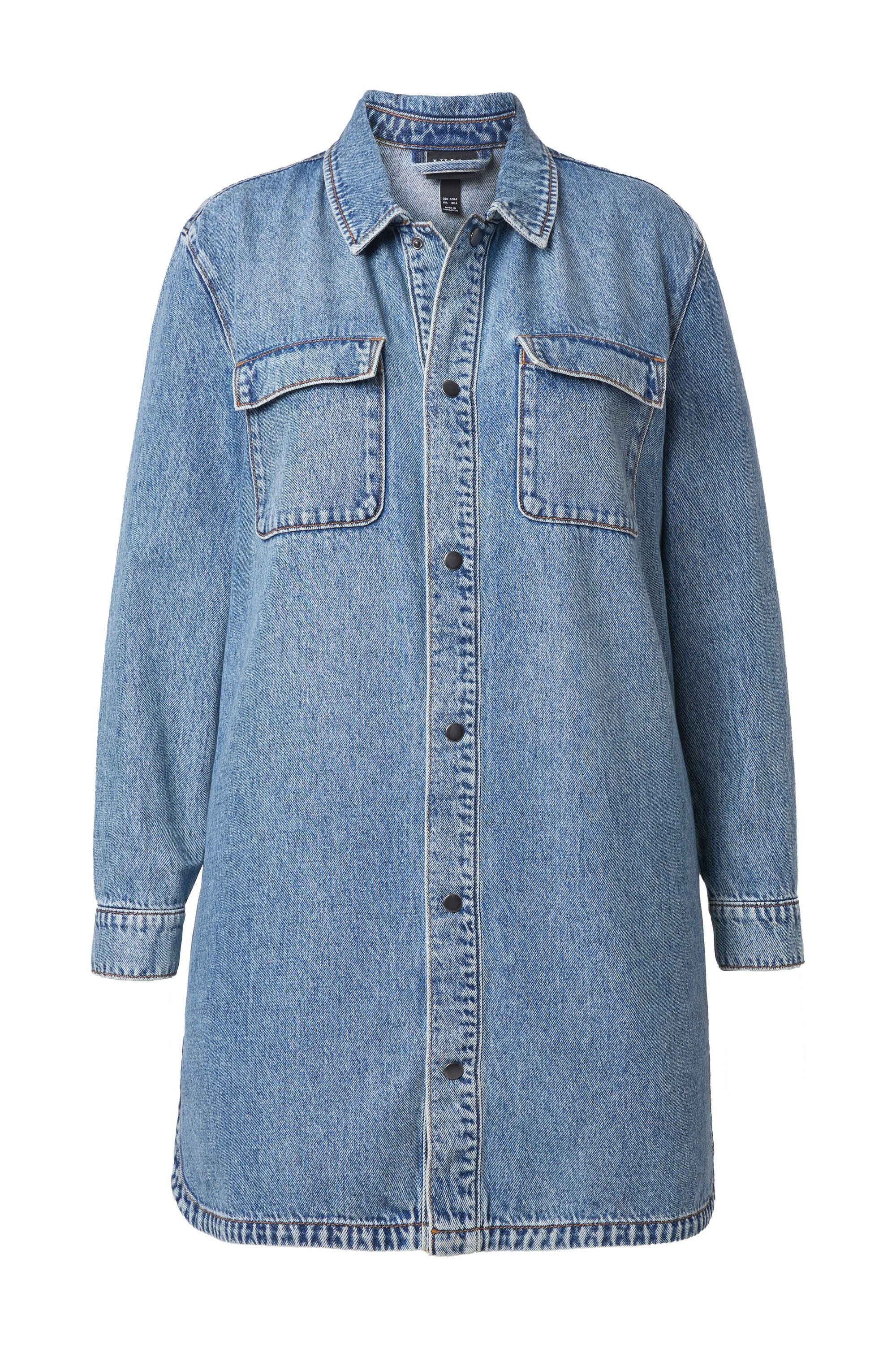 Ulla Popken Jeansjacke Jeans-Shaket Oversized Hemdkragen Langarm günstig online kaufen