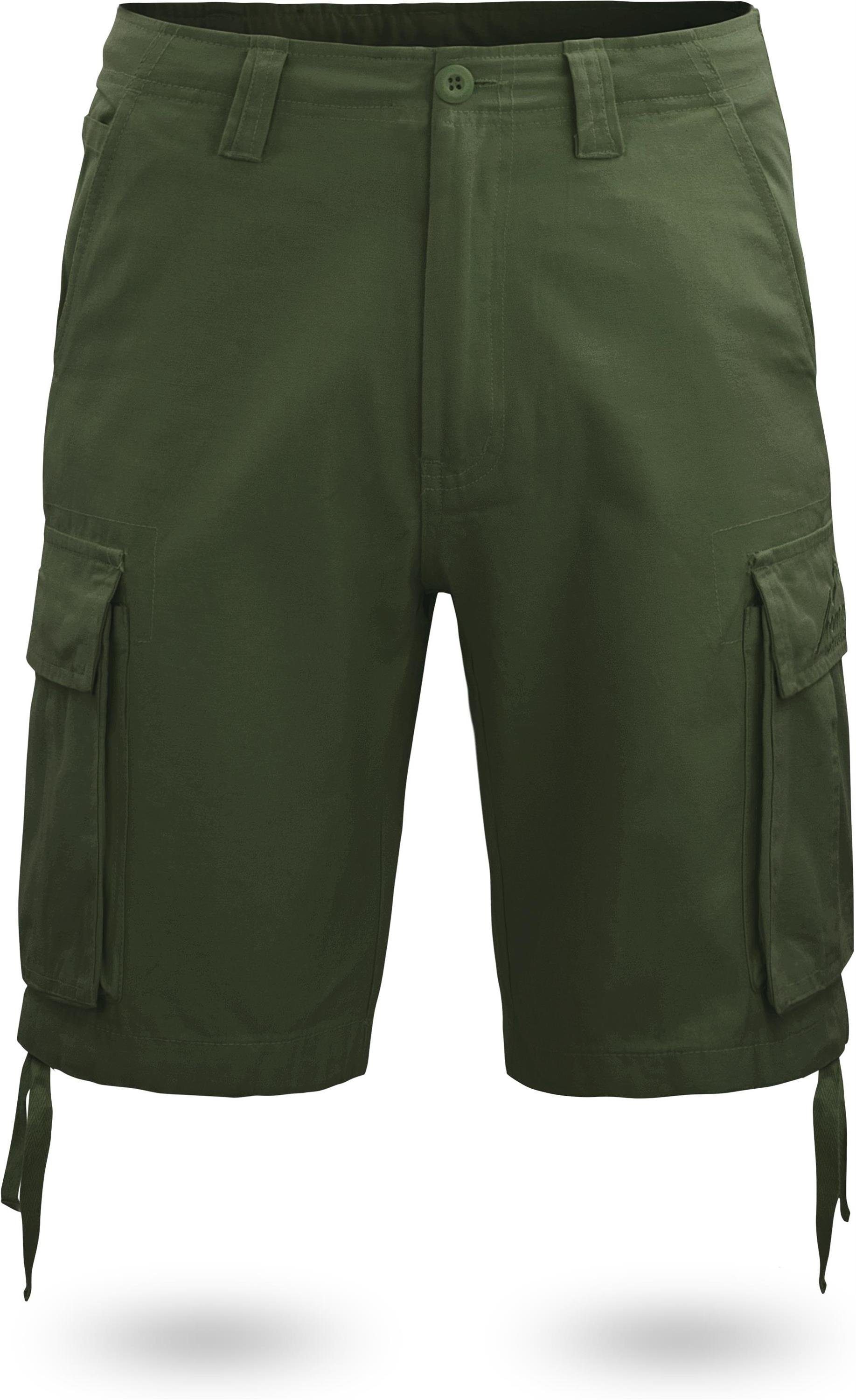 Shorts Cargotaschen 100% aus Vintage normani Sommershorts Shorts Bermudas mit Oliv Kalahari Bio-Baumwolle Herren kurze