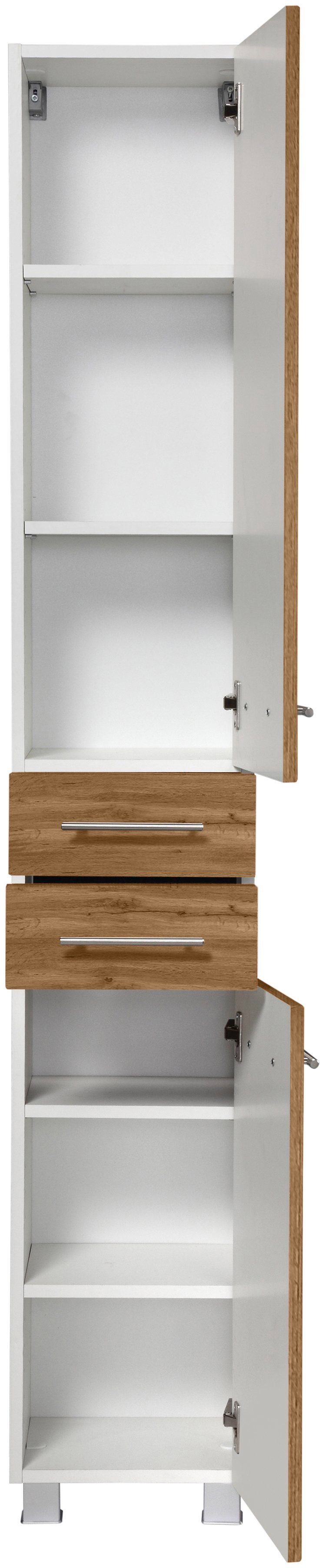 welltime Hochschrank Trento, verschiedene Ausführungen und Farben Badmöbel, Seitenschrank Breite 30 cm, viel Stauraum, Made in Germany