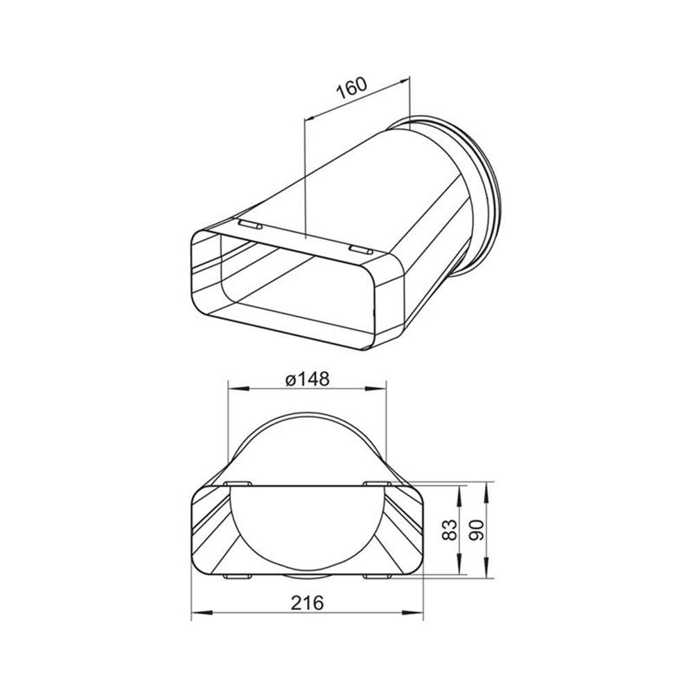 Naber Abluft-Set Naber COMPAIR System Ø 150 Stahl SF-EST 150 Endstück, verzinkter Stahl