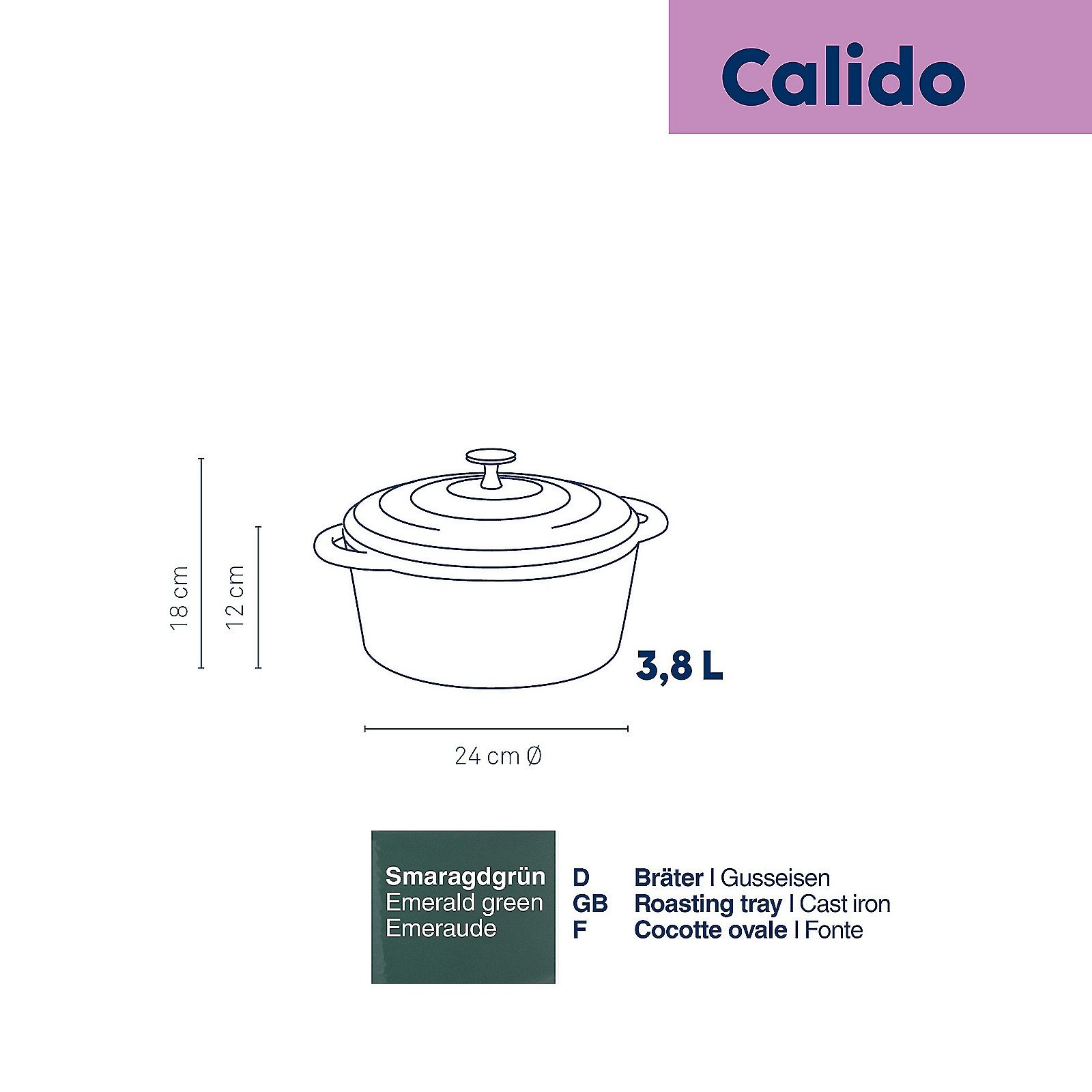 kela Bräter Calido, emmailiert, Allherdboden, backofengeeignet, gute Wärmespeicherung