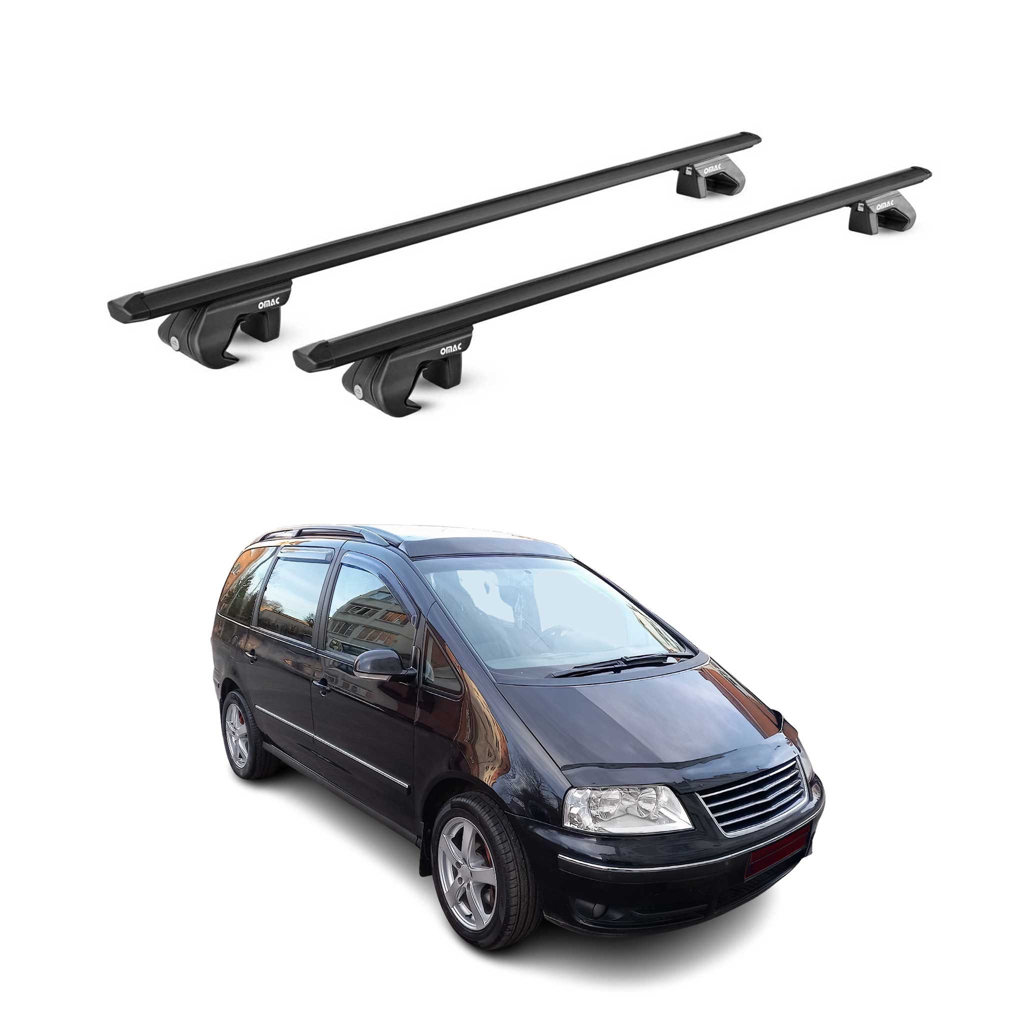 OMAC Dachträger Alu Grundträger für VW Sharan 7M 7N 1995-2020 5 tür Schwarz ABE 2x (2-St), Wasserbeständig,Abnehmbar,Multifunktional,Leichtgewichtig