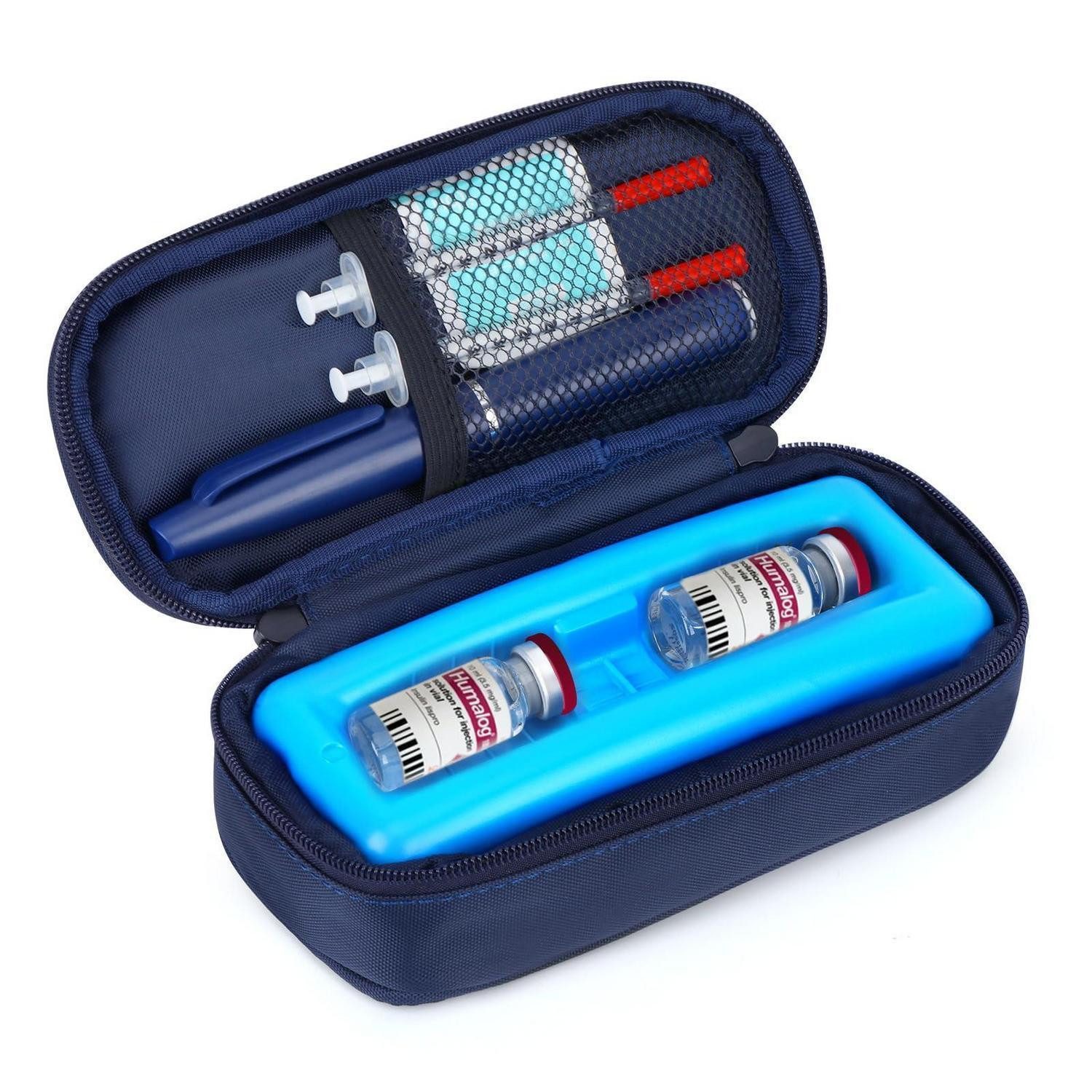 LuxusKollektion Kühltasche Insulin Kühltasche TSA zugelassen Kühlakku Medikamenten B3 marineblau