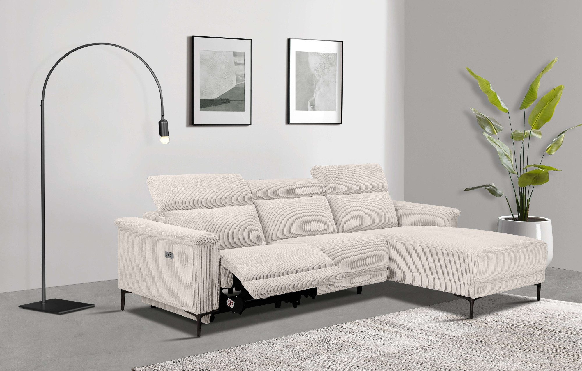 Home affaire Ecksofa "Lund in Cord, L-Form, 261 cm, manuelle und elektr. Re günstig online kaufen