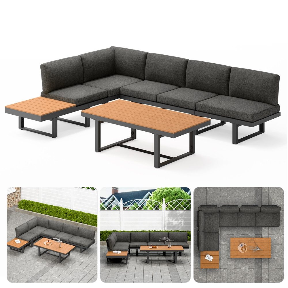 Mucola Gartenlounge-Set Ecklounge mit Liegefunktion Aluminium günstig online kaufen