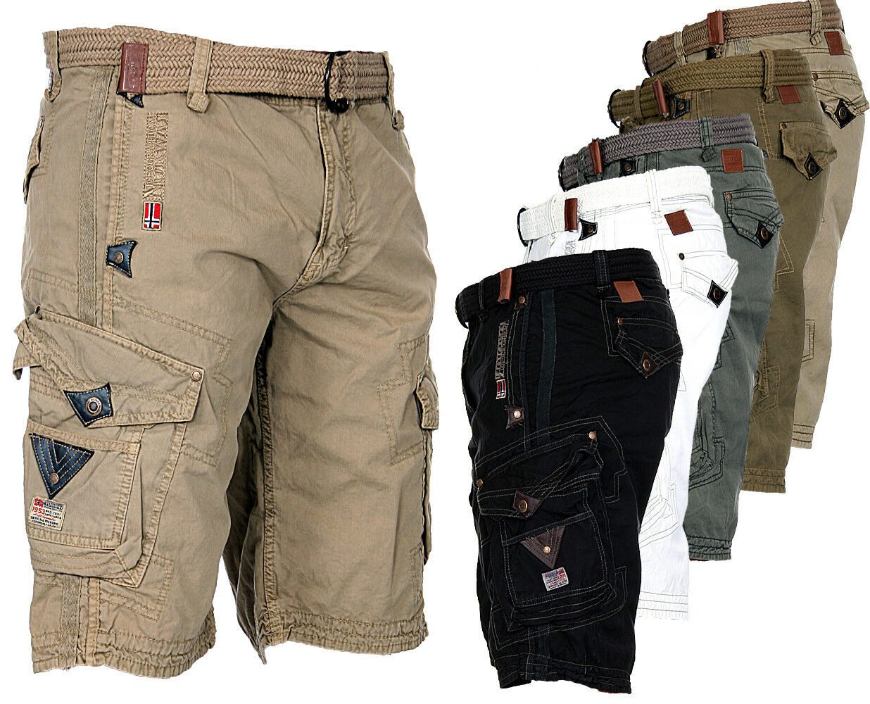 Geographical Norway Shorts Herren Cargo Shorts kurze Hose knielang Short Bermuda Sommer Freizeit – Bild 4 von 5