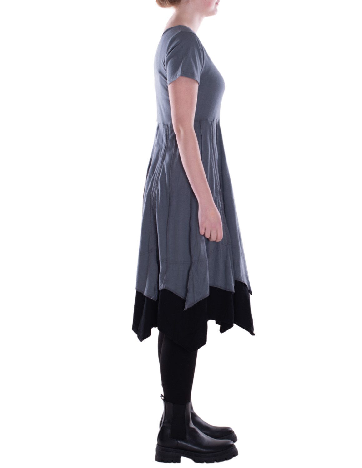 Vishes Midikleid Damen knielanges Kleid Baumwolle Casual Patchwork hohe Taille Alternative Bekleidung, Ethno, Hippie, Retro Style
