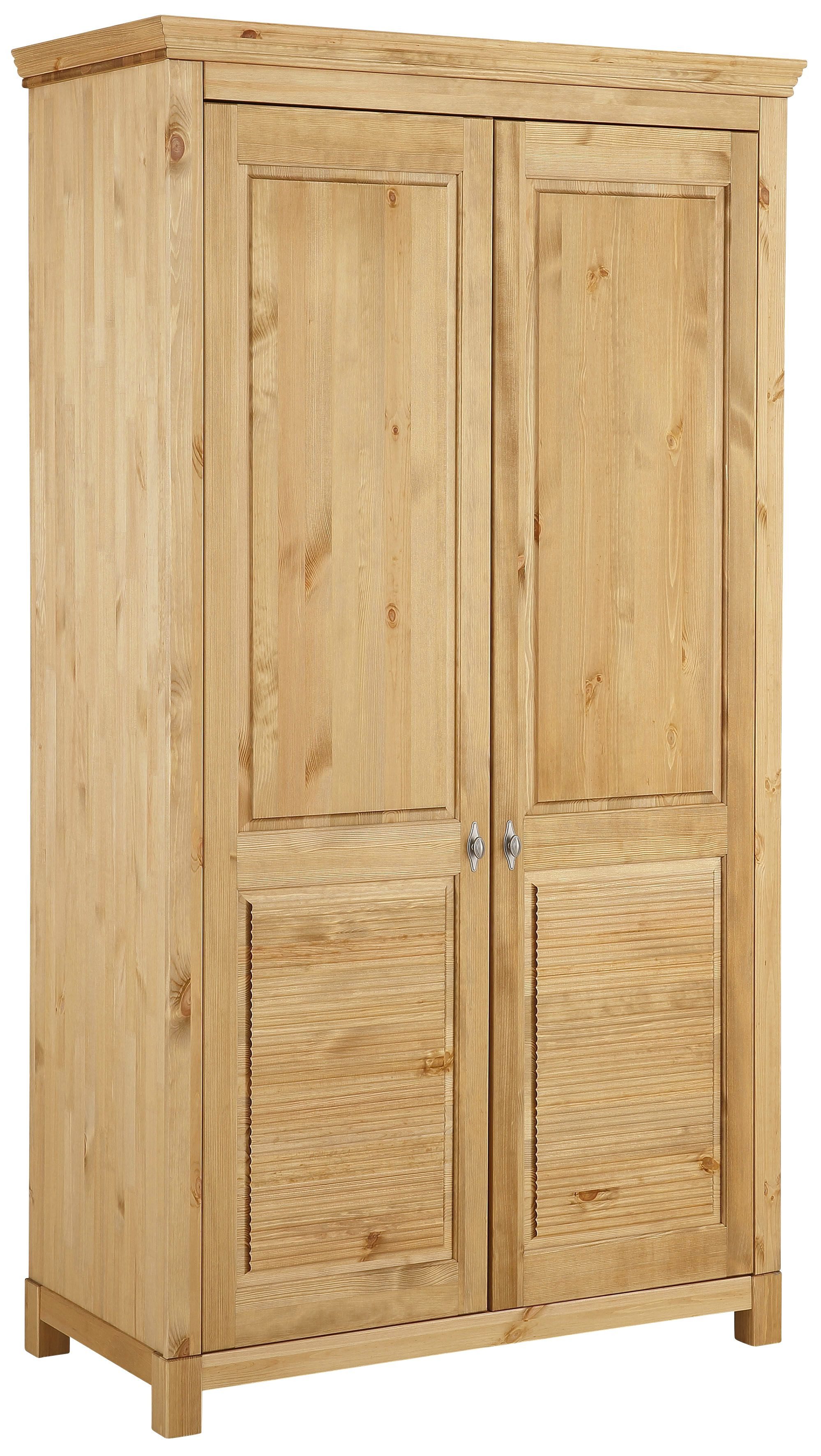 Home affaire Kleiderschrank Rauna, mit Lamellen und Kassetten, klassischer Landhausstil, rustikal (2 Breiten: 113/159 cm H/T ca. 195/60 cm) massive Kiefer, Metallgriffe, mehrere Вариантыn, zeitloses Design