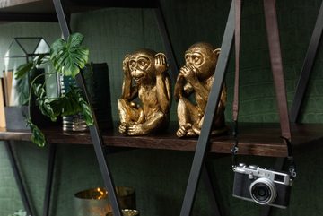 MF Skulptur XXL Grösse 3 Affen Figuren Nichts Hören - Sehen - Sagen Höhe 23cm Gold