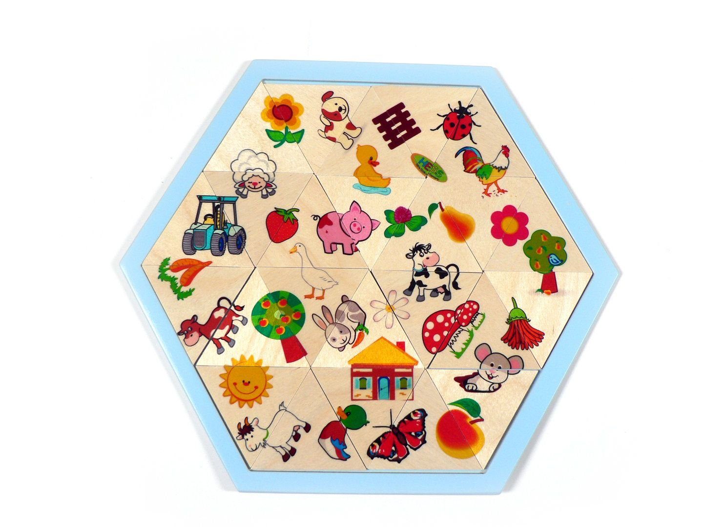 HESS SPIELZEUG Puzzle Holzspielzeug Legespiel Bauernhof BxLxH 285x6x250mm NEU, 5 Puzzleteile