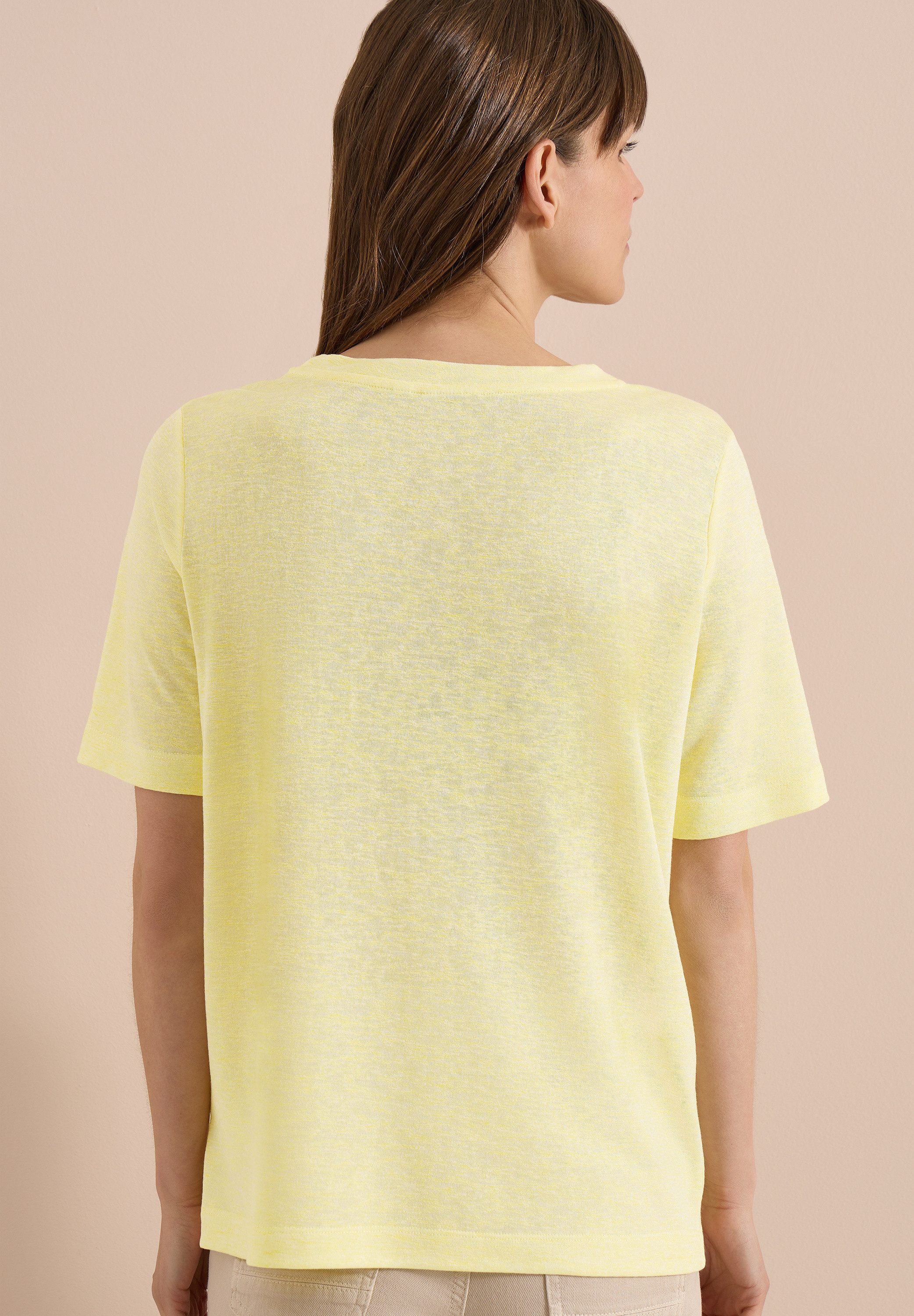CECIL Kurzarmshirt Sommershirt in Leinen-Optik mit Print