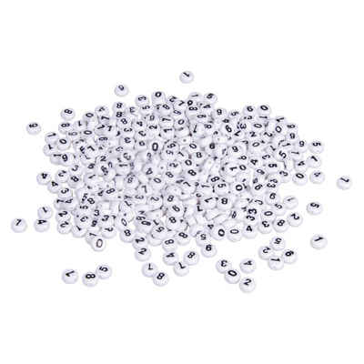 Rayher Bastelperlen Plastik-Zahlen-Perlen D:06mm weiß 40g