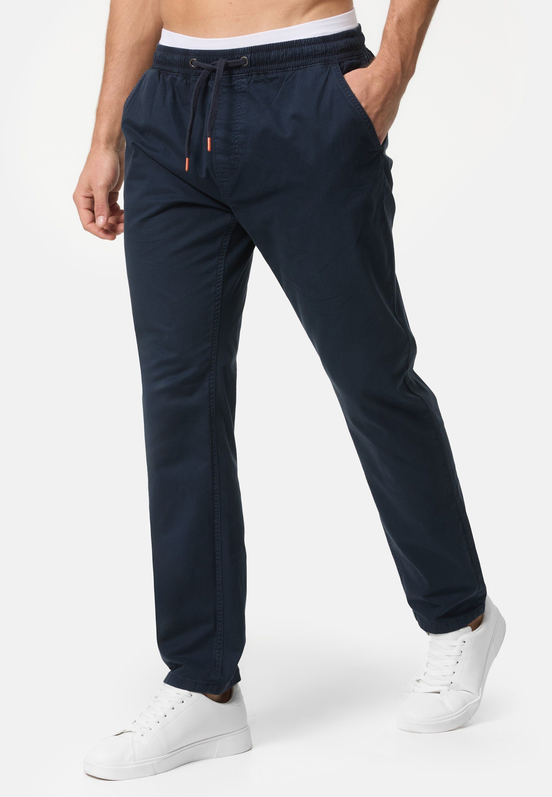 Indicode Chinohose Herren Osborne Chino Hose Herrenhose mit elastischem Bund und Kordelzug