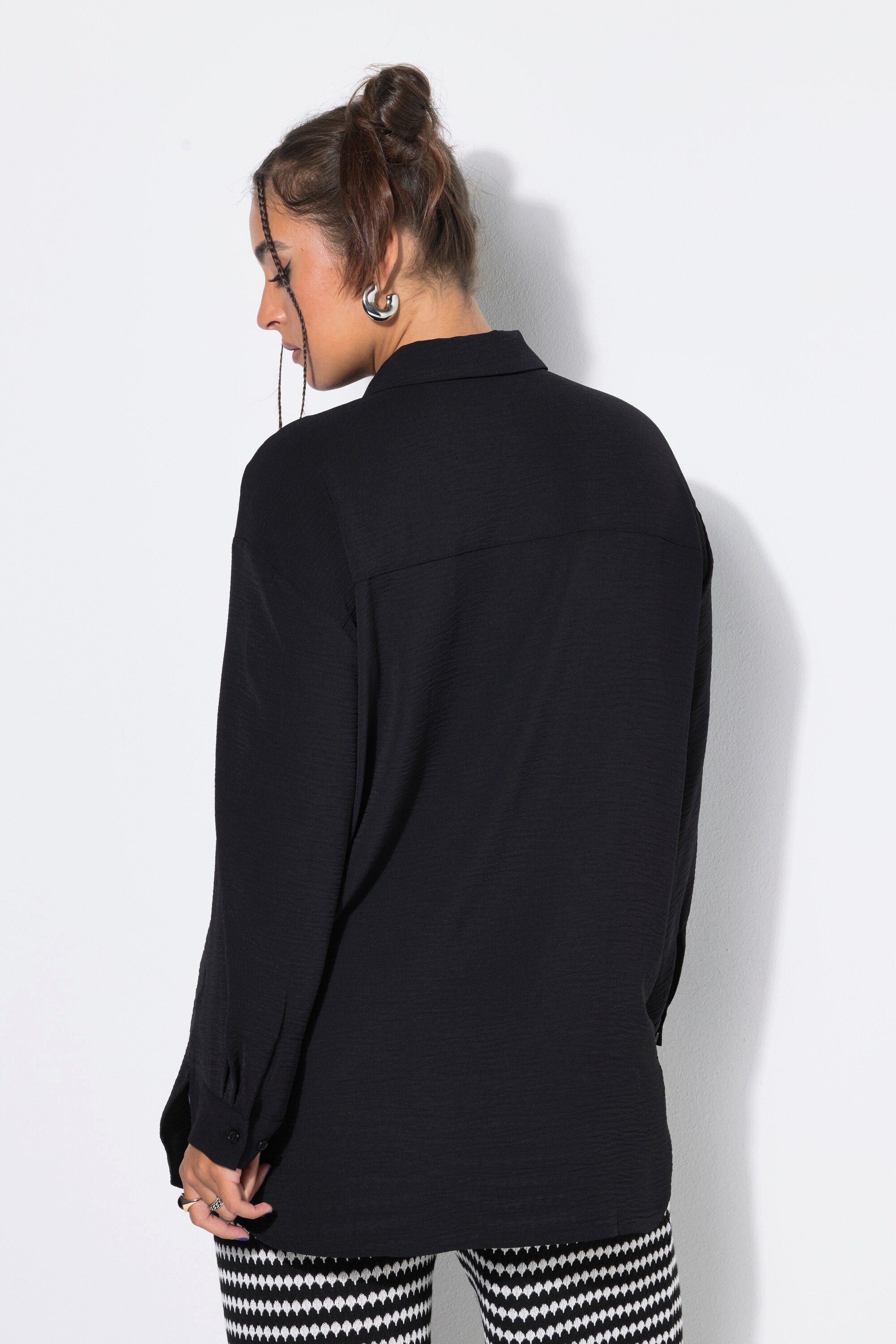 Studio Untold Hemdbluse Hemdbluse oversized Krepp Langarm