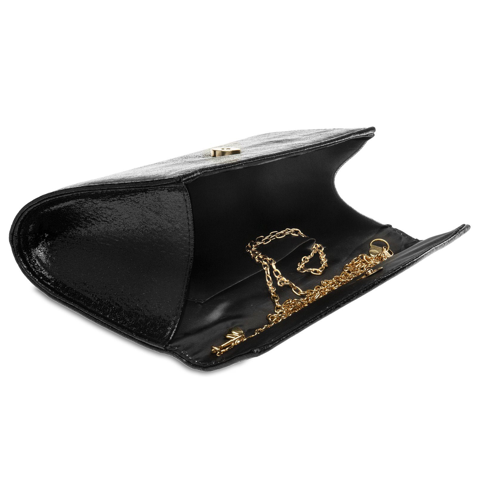 Caspar Clutch TA426 stylisch elegante Damen Metallic Abendtasche mit langer Kette