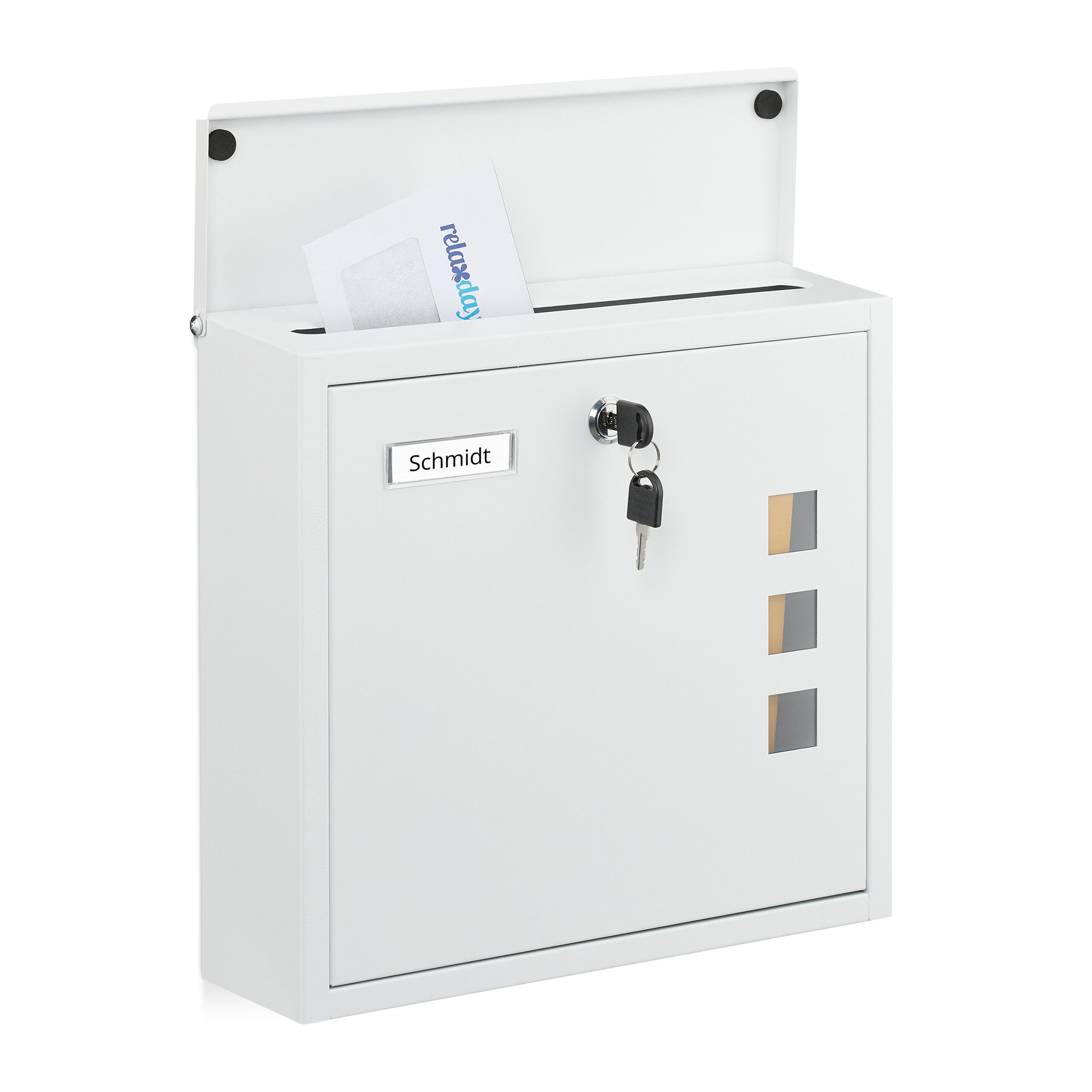 relaxdays Wandbriefkasten Briefkasten mit Sichtfenster, weiß günstig online kaufen
