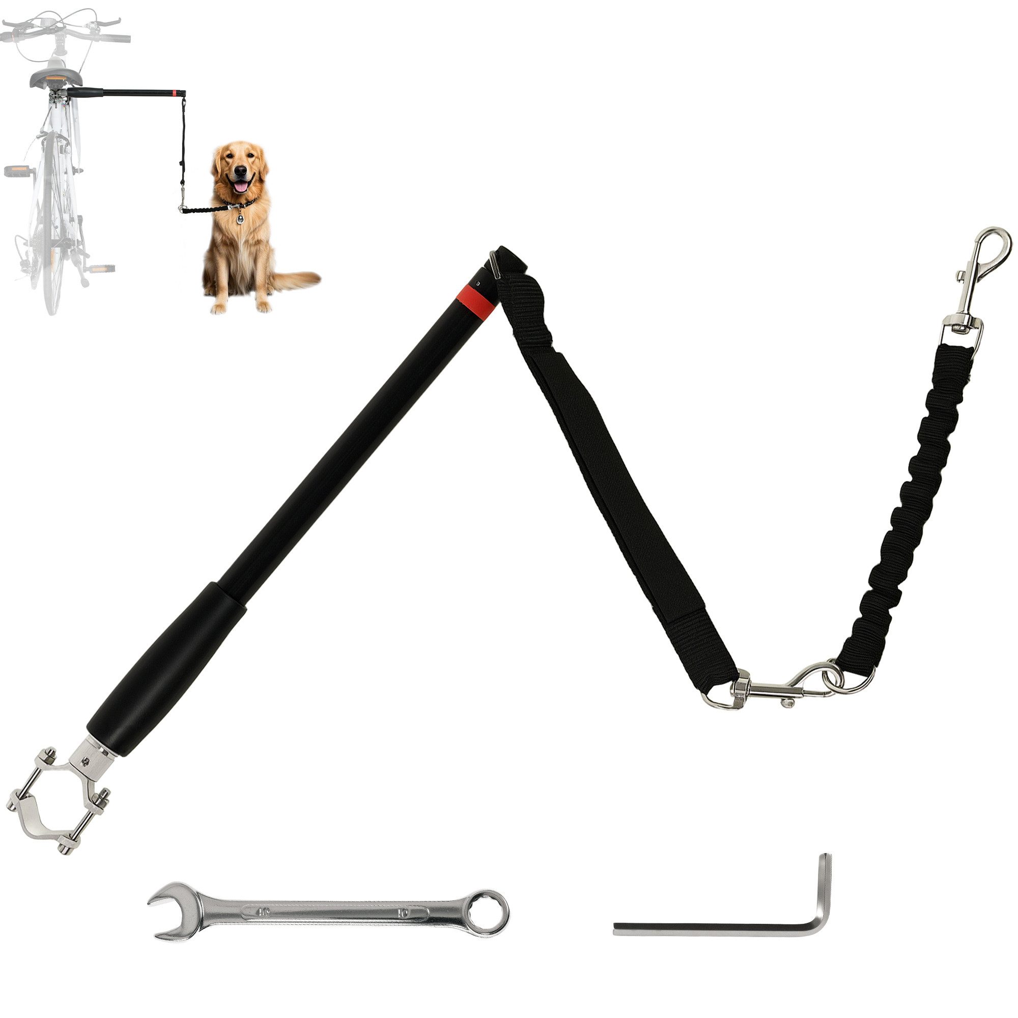 PawHut Fahrradleine für Hunde Einfache Installation und Demontage, Stahl, Polyester (Fahrrad Hundeleine, 1-tlg., Hundeleine), für Fahrrad, Radfahren, Training, Joggen, Schwarz