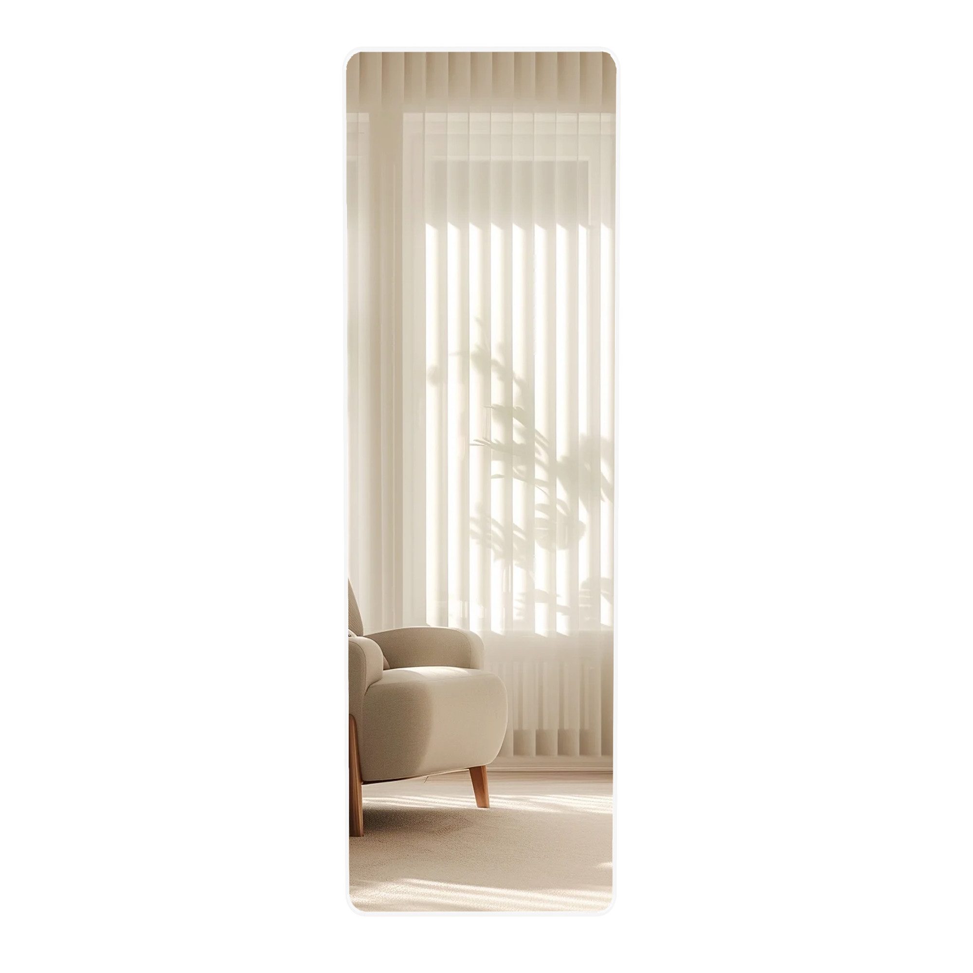 SONGMICS Standspiegel Ganzkörperspiegel Bogen Großer Wandspiegel Bruchsicher, 120 x 40 x 1,3 cm, für Schlafzimmer, und Türmontage, Aluminiumrahmen – Bild 2 von 5