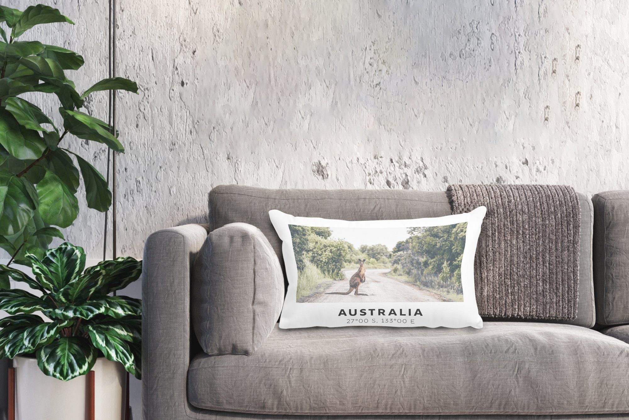 MuchoWow Dekokissen Känguru - Australien Dekoration, Dekokissen Schlafzimmer mit Wohzimmer Füllung, Zierkissen, - Tiere