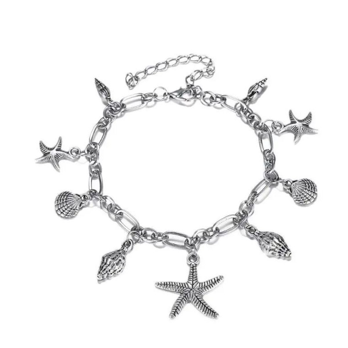 KARMA Fußkette mit Anhänger Fußkettchen Silber mit Anhänger Seestern Musche günstig online kaufen