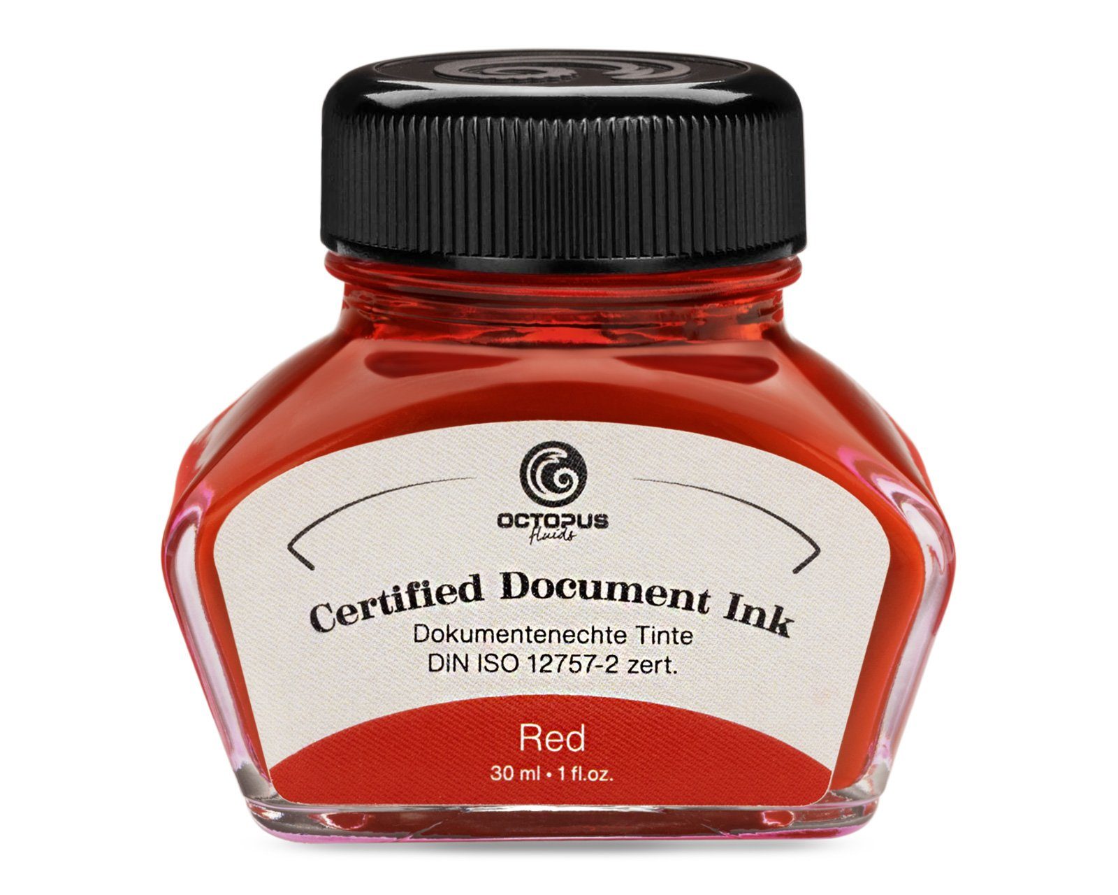 OCTOPUS Fluids Document Ink red, dokumentenechte Tinte, DIN ISO 12757-2, 30ml Tintenglas (Set, 1-tlg)