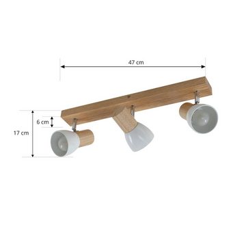 Lindby Strahler Thorin, Skandinavisch, Holz, Metall, holz hell, weiß, 3 flammig, E14