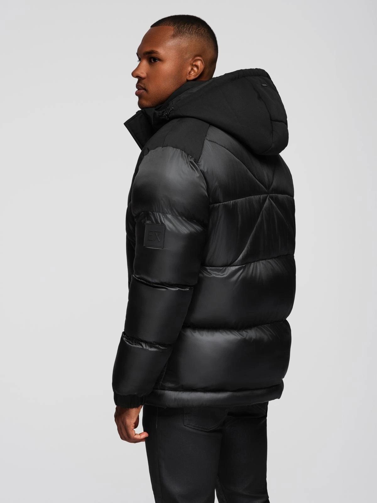 OMBRE Winterjacke Herrenjacke mit Kapuze und geometrischer Steppung