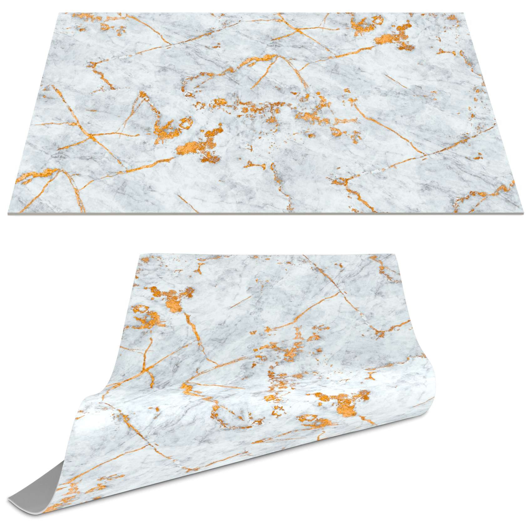 ANRO Platzset DEIN Platzdeckchen Servierdeckchen Soft Tischset Tellerunterleger, (Einzelstück, 1-St., einzelverpackt), Glatt, leichte Narbung 45x30cm Marmor Silber