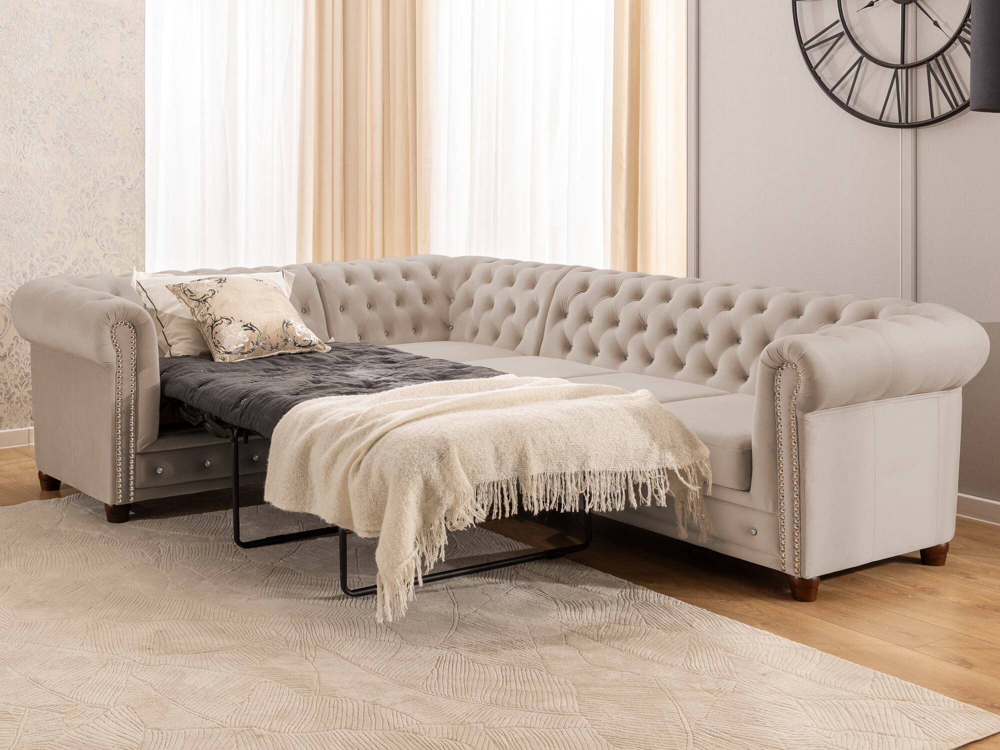 S-Style Möbel Ecksofa Chesterfield mit Schlaffunktion günstig online kaufen
