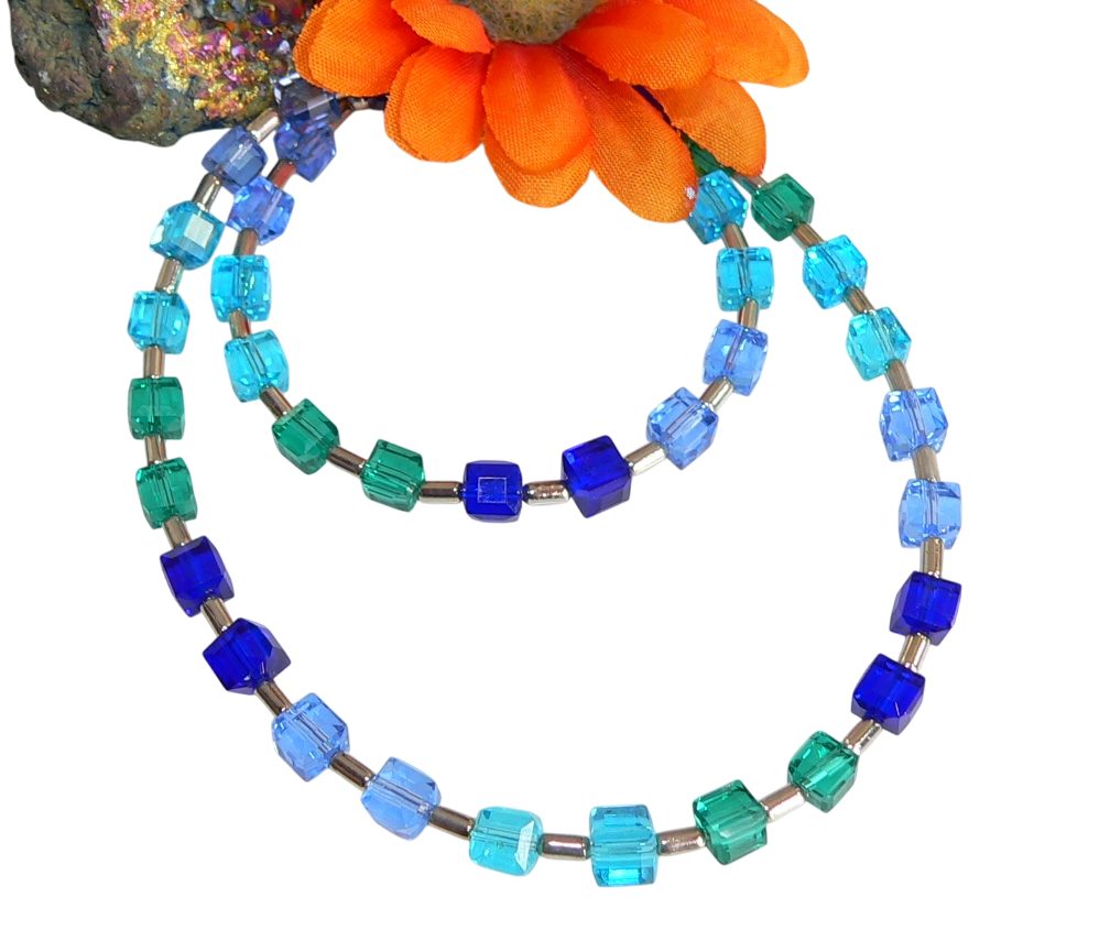 traumschmuck Perlenkette 095f Halskette Collier Würfelkette günstig online kaufen