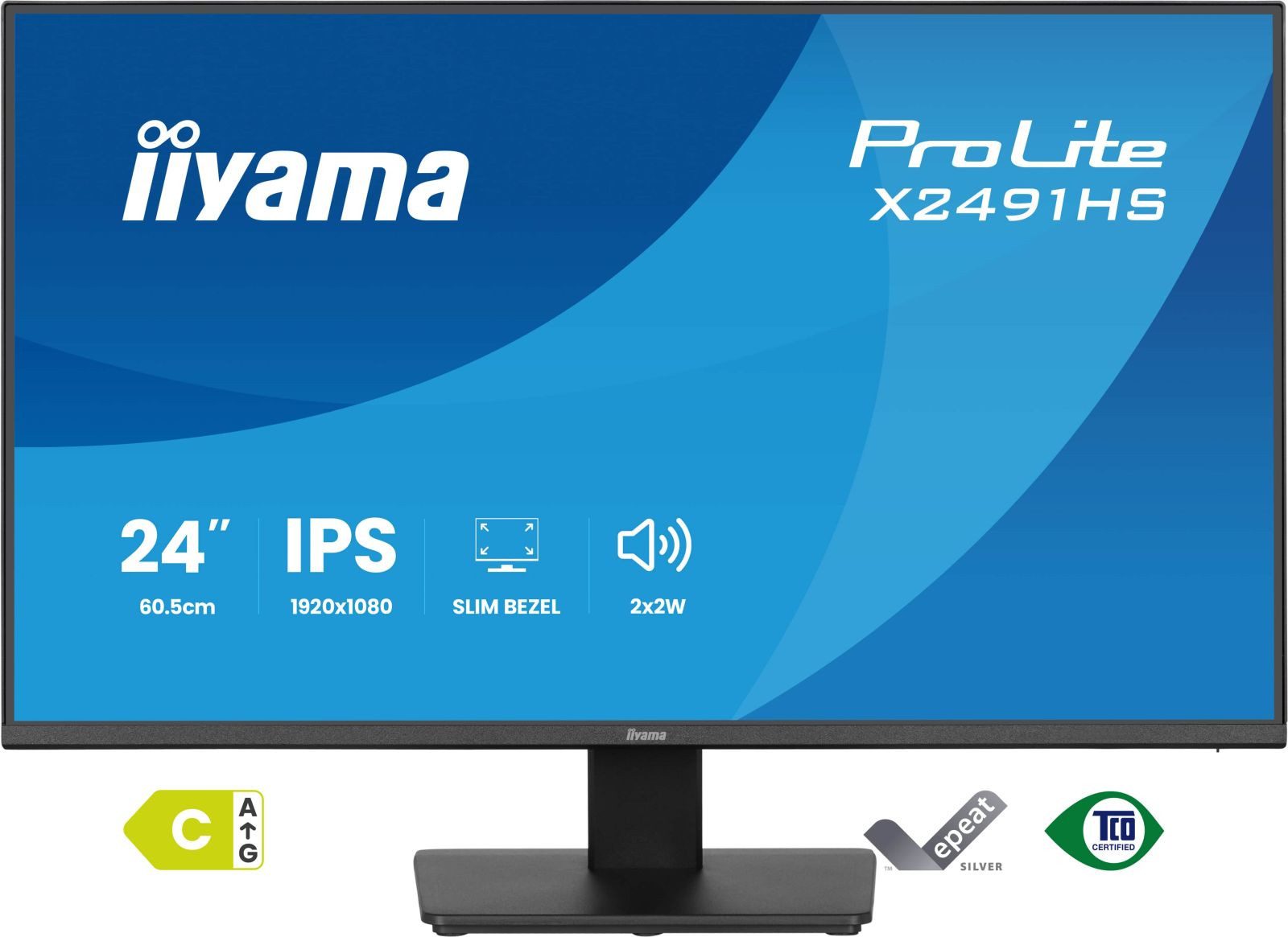 Iiyama 24 X2491HS-B1 HDMI DP TFT-Monitor (1920 x 1080 px, Full HD, 120 Hz, IPS, Adaptive-Sync, Lautsprecher, HDCP)