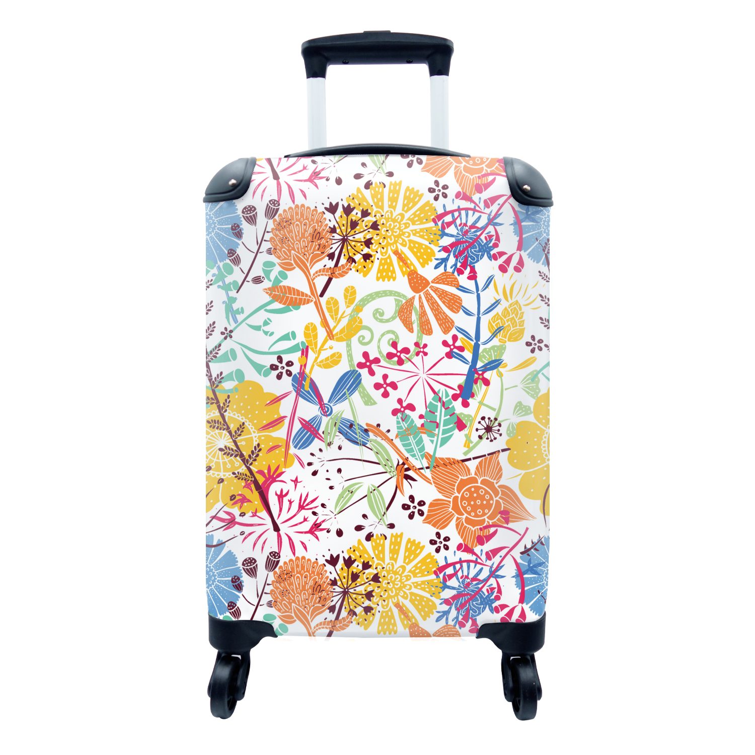 Reisetasche - - 4 Trolley, Handgepäckkoffer mit Handgepäck Pflanzen MuchoWow Rollen, Regenbogen Blumen Ferien, - Reisekoffer für rollen, Muster,