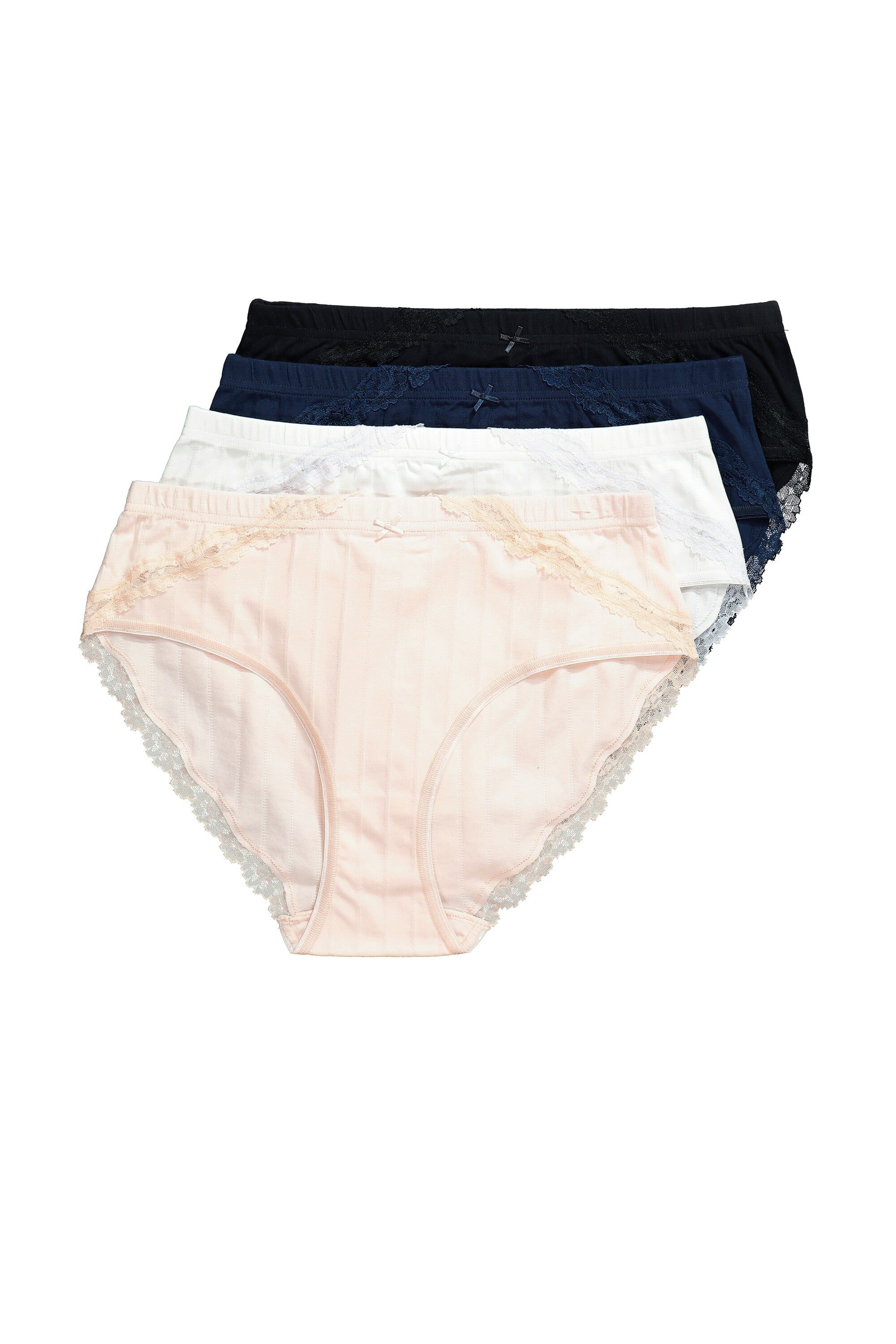 Slip Midislips 4er-Pack Ajourjersey Spitze