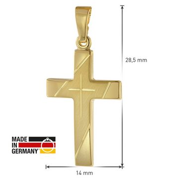 trendor Kette mit Anhänger Kreuz Anhänger Gold 333 mit goldplattierter Silberkette