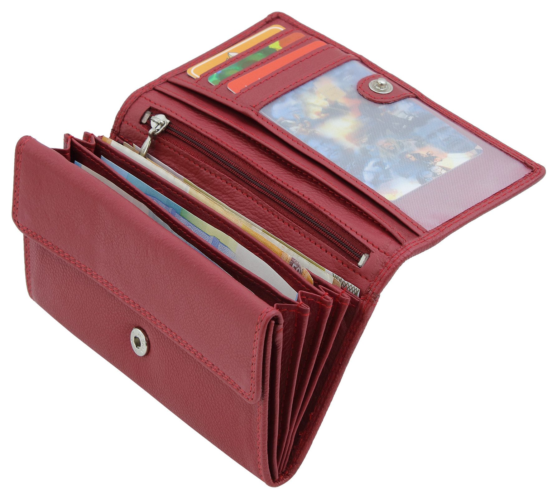 Money Maker Geldbörse aus Leder - Damen Portmonee mit RFID-Schutz - viele Fächer, groß