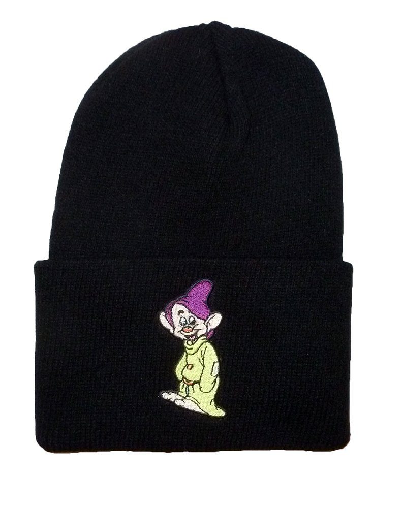 King Kameha Beanie Wintermütze Disney Dopey, Schwarz mit lizenzierter Stickerei