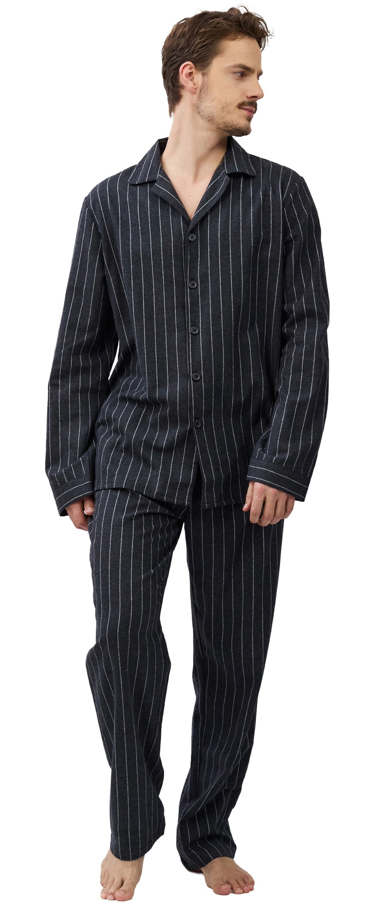 Aruelle Schlafanzug Exquisite Calm (Set, 2 tlg., 2-teilig) Herren Pyjama 2-teilig lang Webflanell Baumwolle Langarm geknöpft