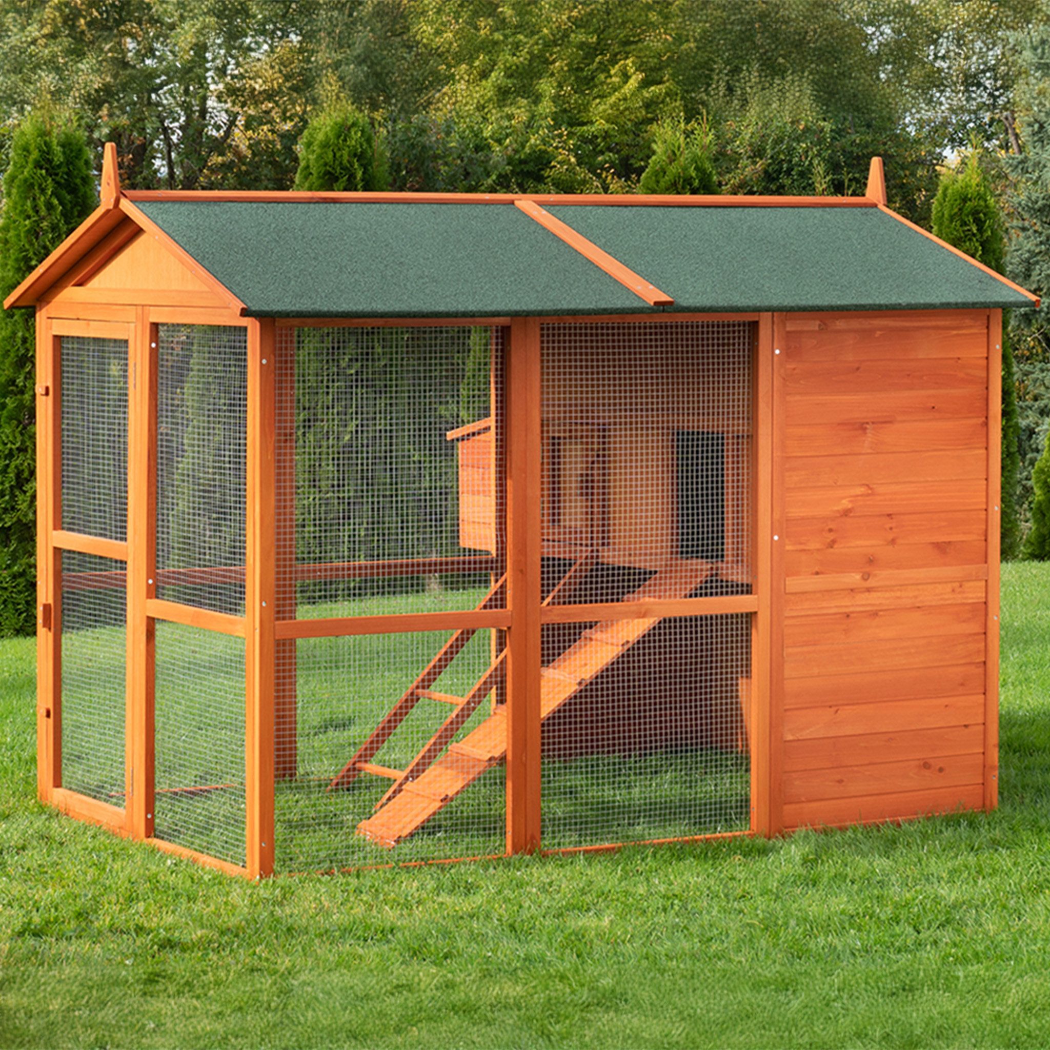 My Animal Hühnerstall XXL Hühnerstall MH-15 - 7 Hühner - Hühnerkäfig - Wetterbeständig, Zwei trennbare Etagen - Nistkasten - Sitzstange - Hühnerhaus