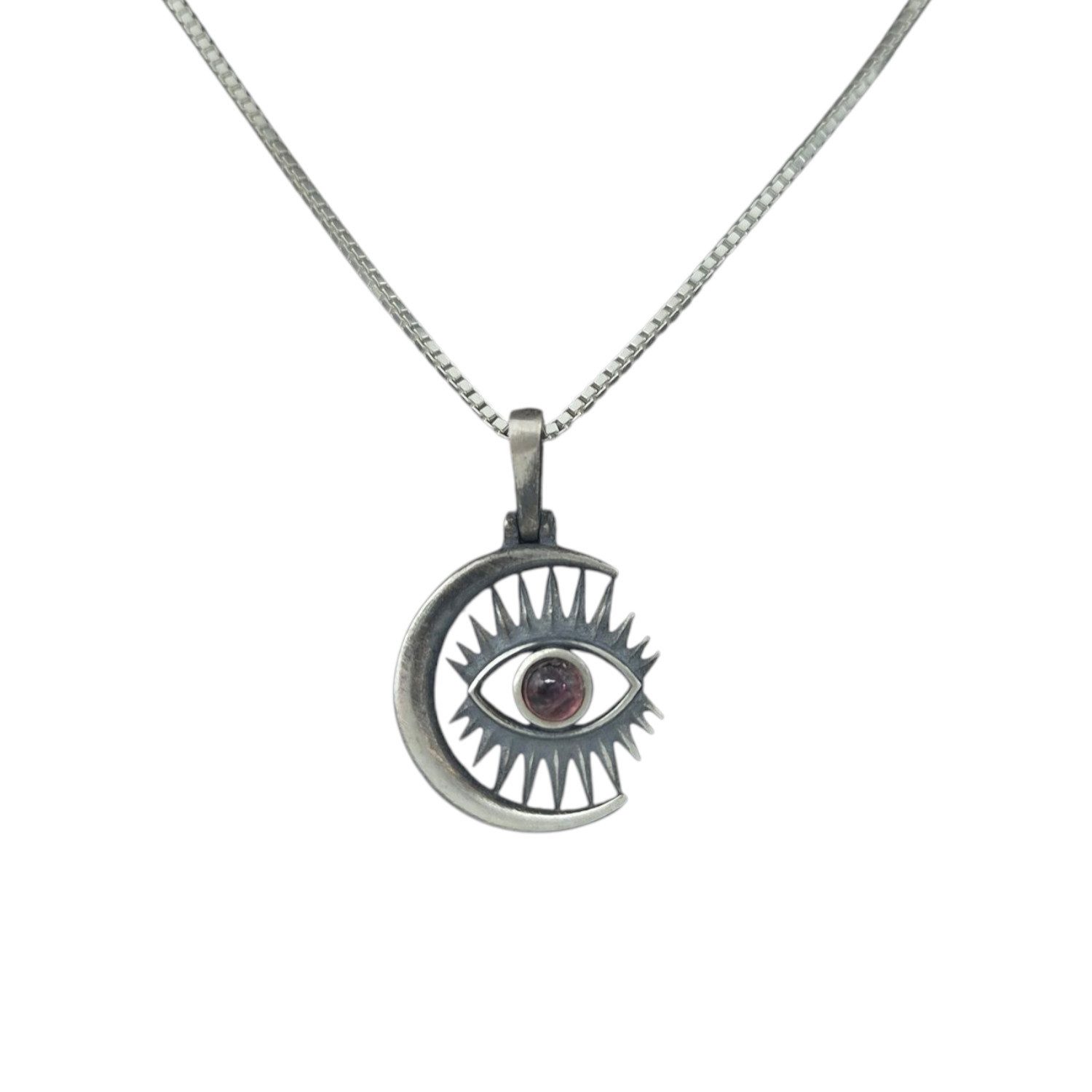 NAHLE Kette mit Anhänger Mystisches Auge Halbmond mit Opalit Stein Silber Damen Halskette (2-tlg., inkl. Schmuckbox)