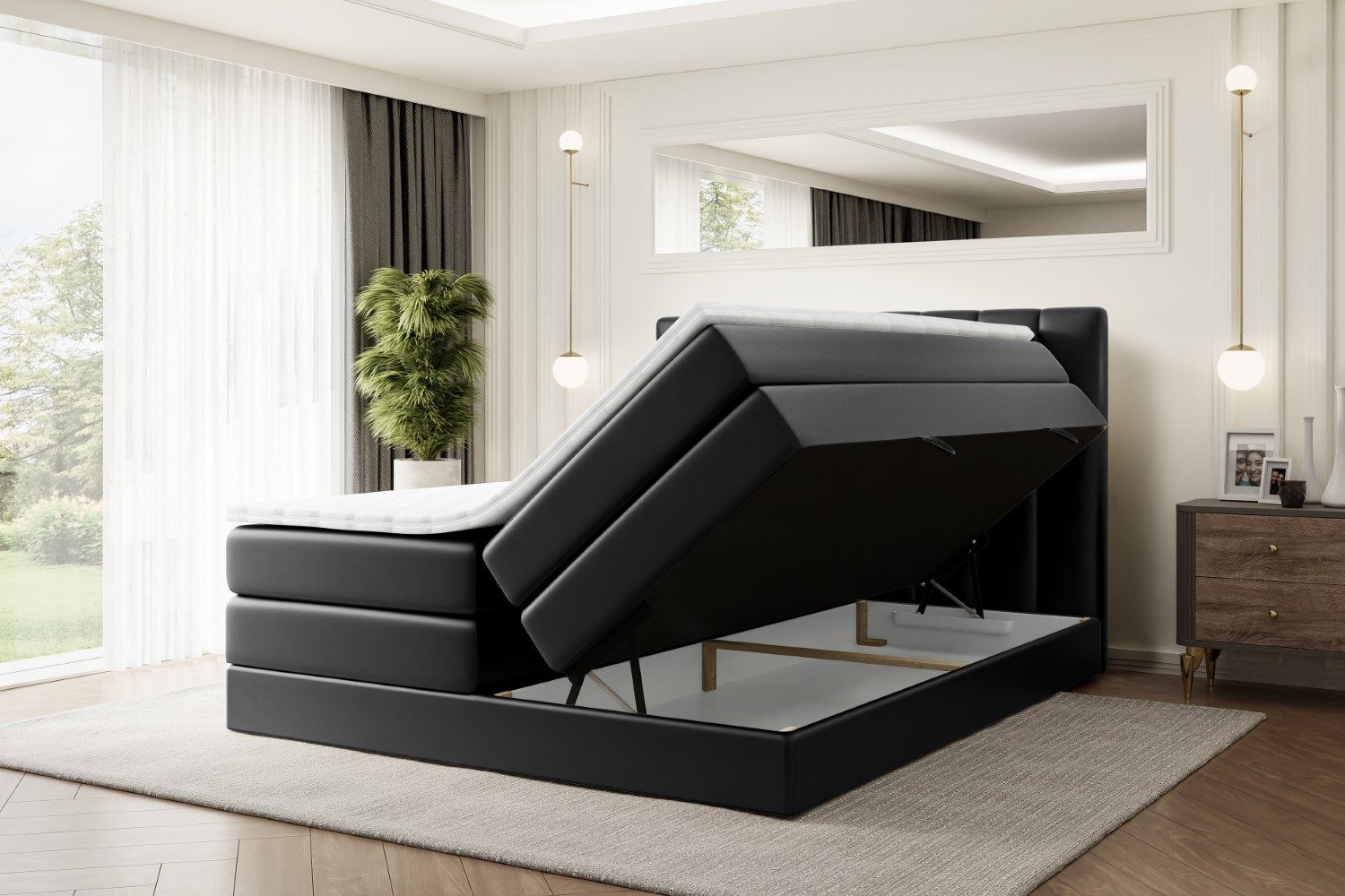 ALTDECOR Boxspringbett OTTA KING (Multipocket-Matratze H4, H3 Matratze Bonellfederung, Topper, Kopfteil)