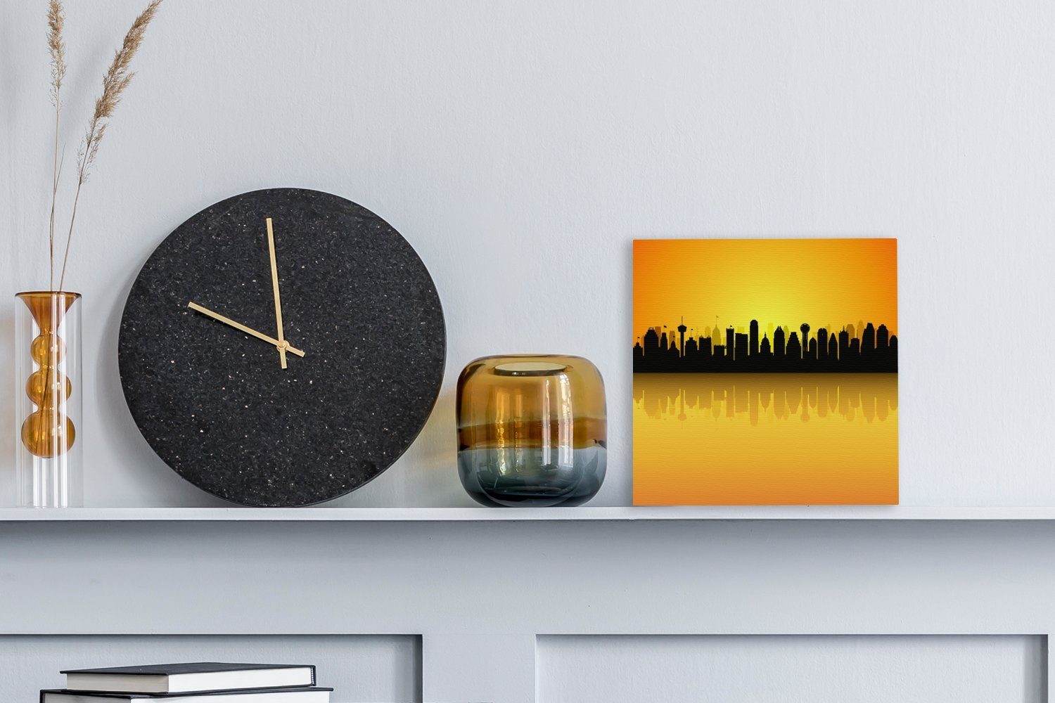 Wohnzimmer Illustration OneMillionCanvasses® St), einem, (1 Leinwand Schlafzimmer Bilder Skyline Texas von unter Austin in Eine Leinwandbild der für