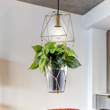 etc-shop Pendelleuchte, Leuchtmittel nicht inklusive, Pendelleuchte Hängelampe Wohnzimmerlampe Käfig Blumentopf Glas