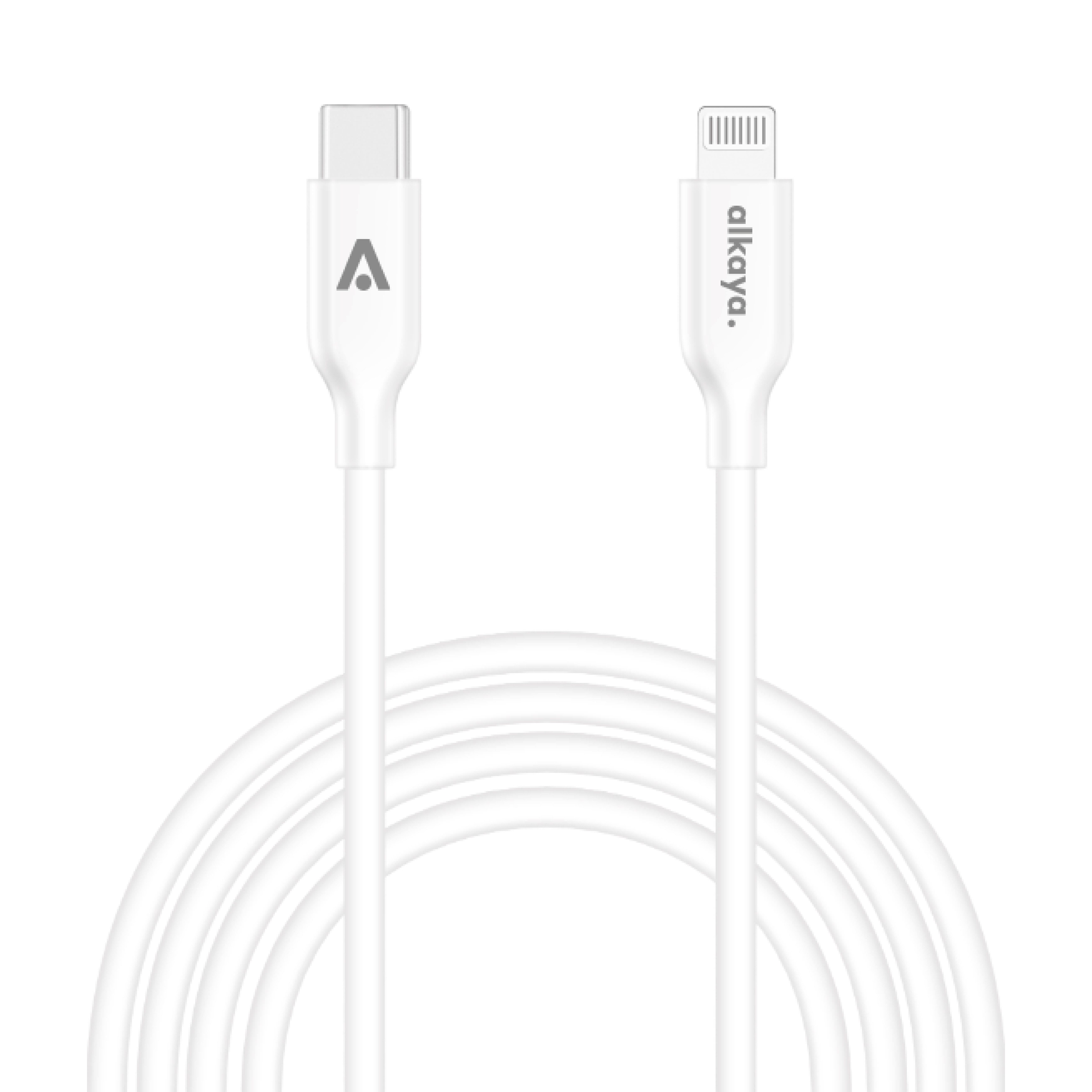 alkaya. iPhone 11, 12, 13, 14 Ladekabel USB-C Lightning Lightningkabel, Datenkabel Silikon schwarz- 1m/15W