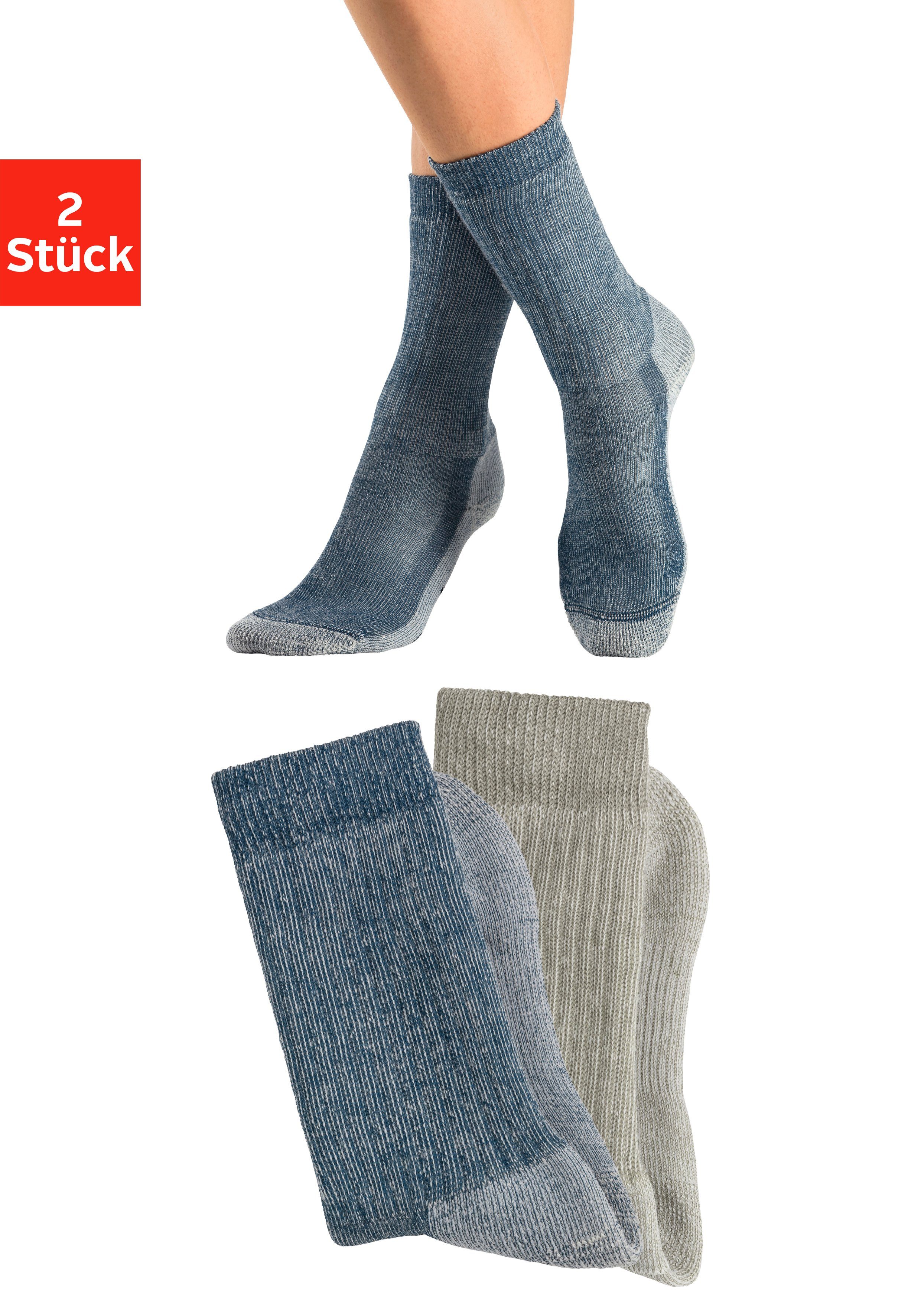 Bench. Wandersocken (2-Paar) Wollsocken aus flauschigem Material mit 65% Wolle