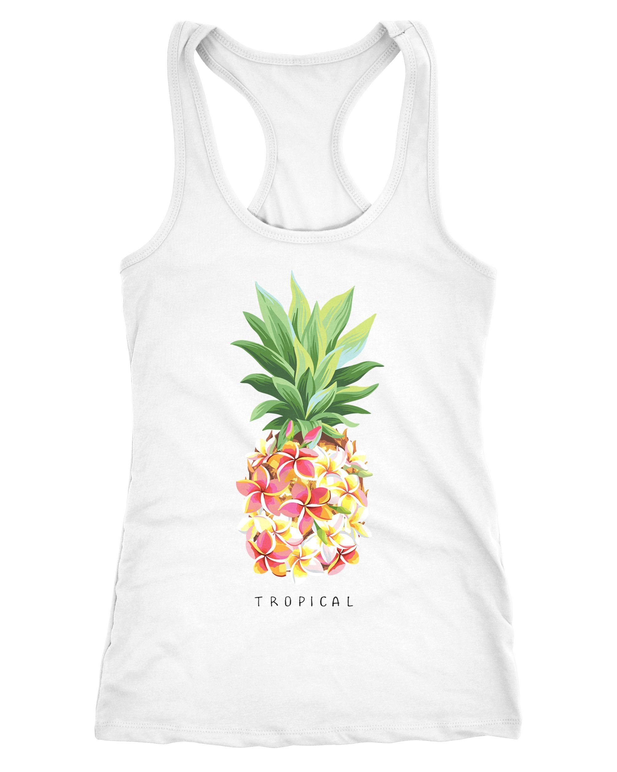 Tanktop Damen Tank-Top Ananas Blumen Pineapple Flowers Tropical Summer Paradise Racerback Neverless®