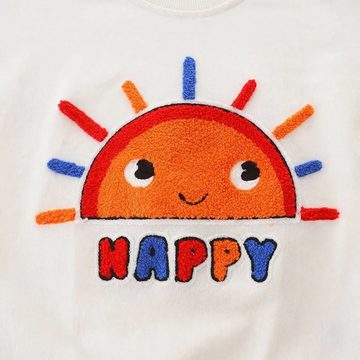 suebidou Sweatshirt Pullover ungeplüscht Jersey für Kinder mit "Happy" Statement