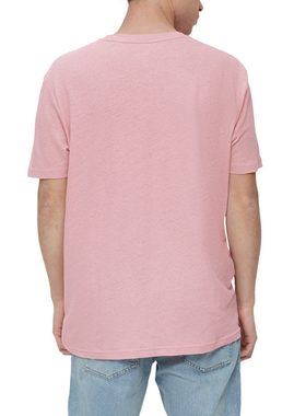 QS Kurzarmshirt T-Shirt aus Leinenmix Label-Patch