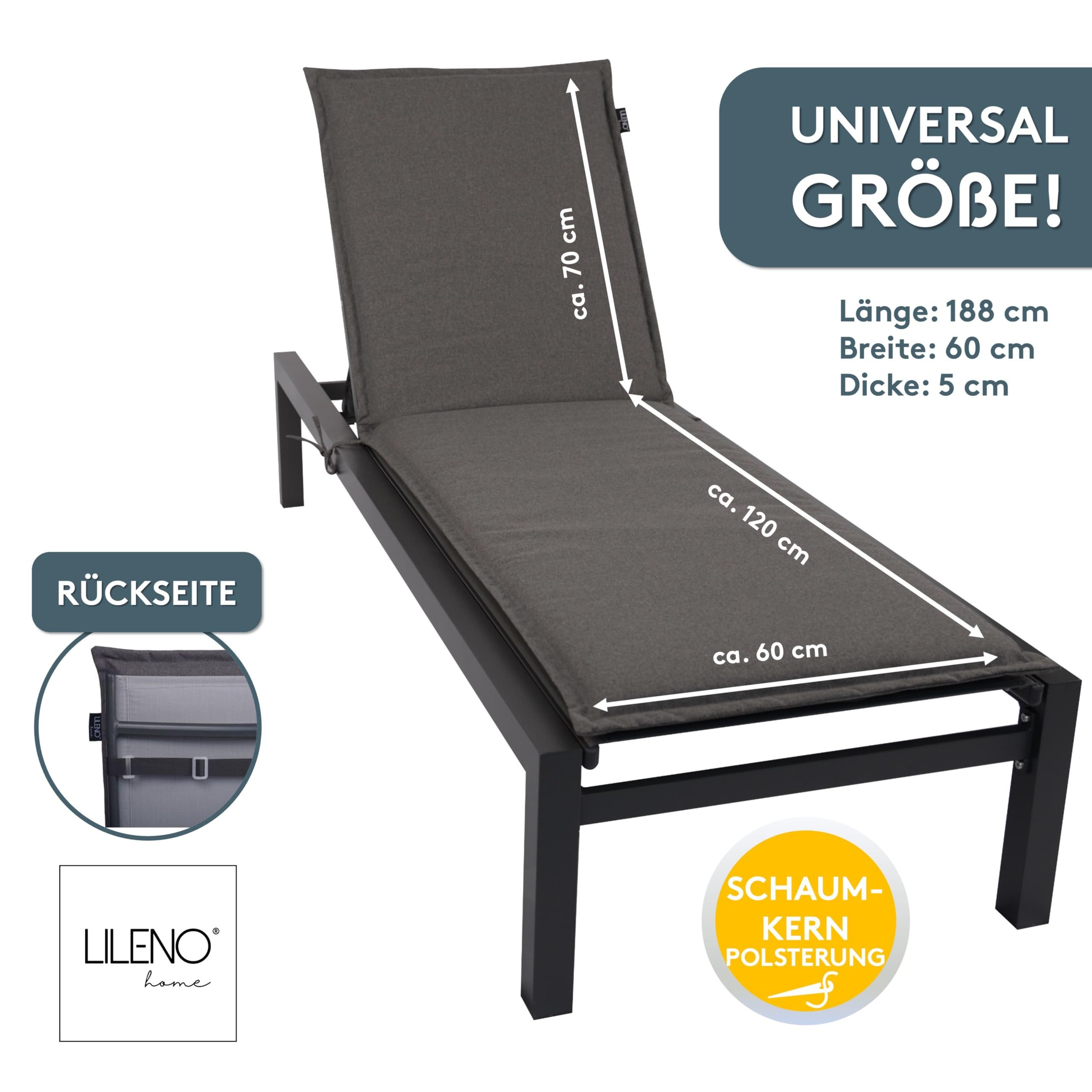LILENO HOME Liegenauflage perfekt für Strandliegen, Sonnenliege Auflage, Gartenliege Auflage, (1er Set), Polsterauflage Anthrazit Y, Auflagen für Gartenliegen